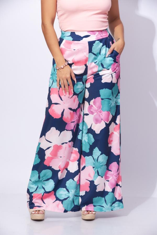 PANTAL&Oacute;N AZUL FLORES REYNA LARGE