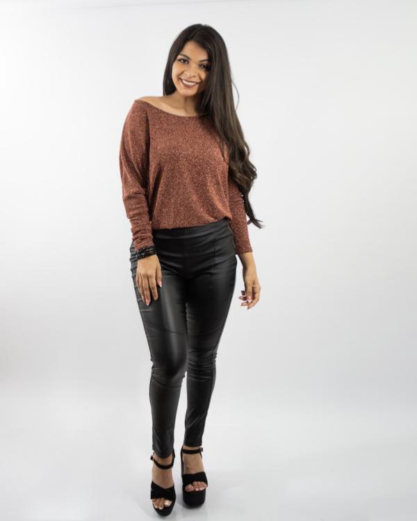 PANTALON NEGRO CUERINA LARGE