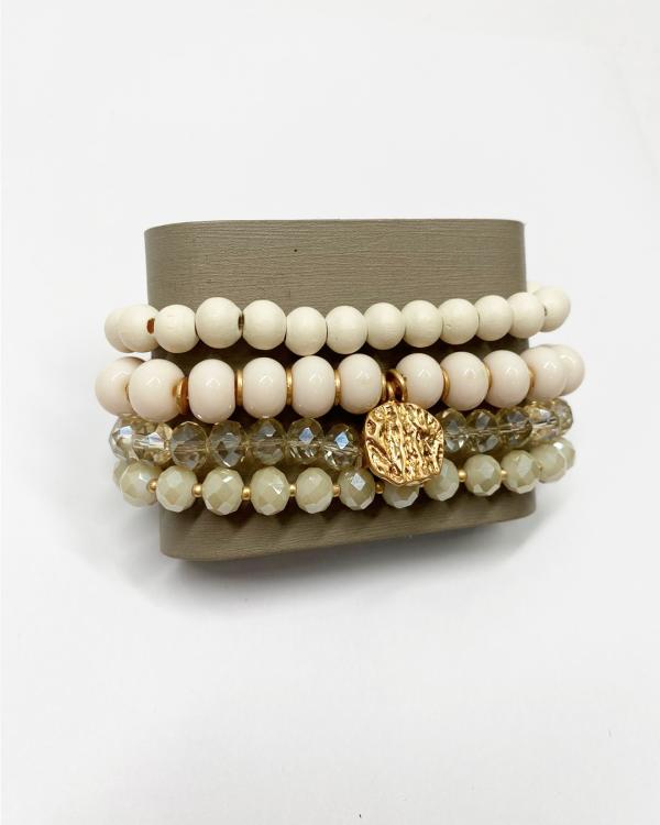 PULSERA BLANCA CON  DORADO