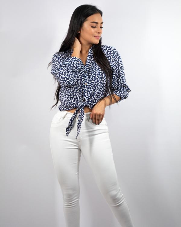 BLUSA AZUL FLORES DNA LARGE
