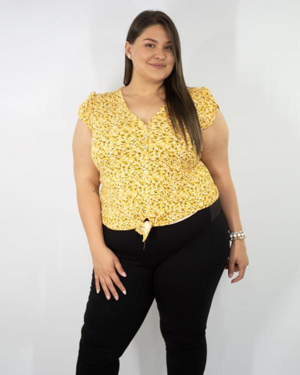 BLUSA AMARILLA FLORES DNA 3X LARGE