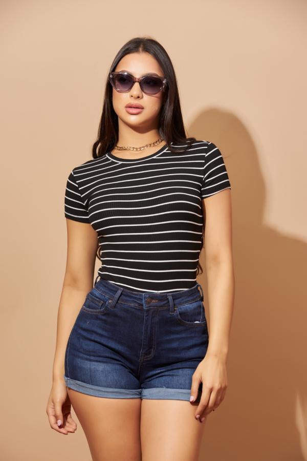 BLUSA RAYAS NEGRA POPULAR MEDIUM