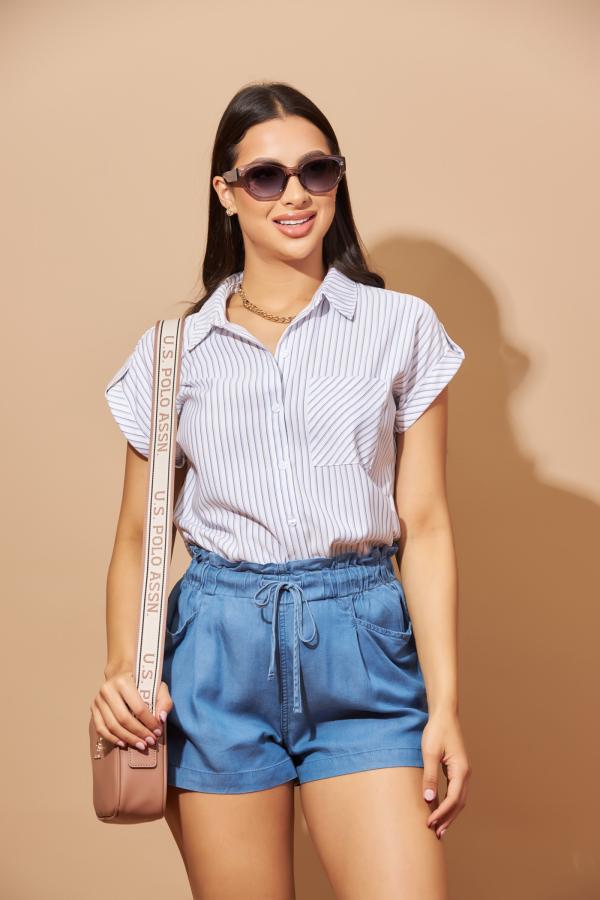 BLUSA BLANCA/ RAYAS AZUL RHINO SMALL