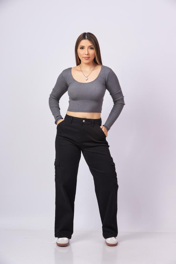 PANTALON NEGRO CARGO  WAX JEANS 5