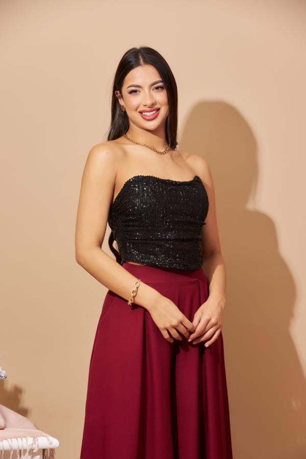 CROP TOP NEGRO HAUTE MONDE LARGE