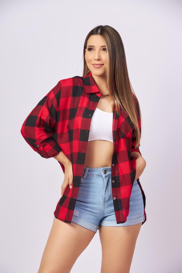 BLUSA CUADROS ROJOS AMBIANCE LARGE