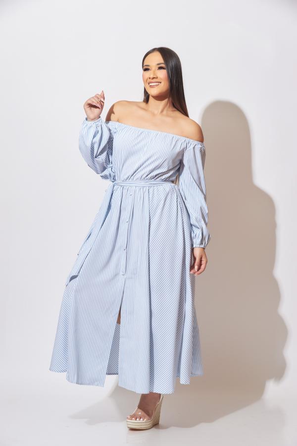 VESTIDO CELESTE RAYAS DRESS DAY LARGE