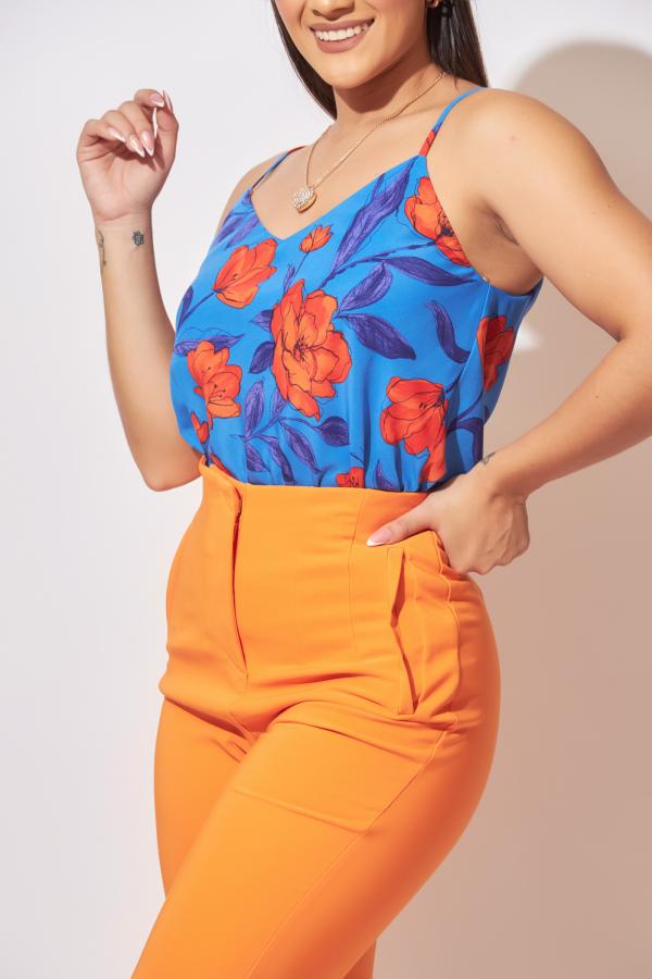 BLUSA AZUL FLORES TIMING LARGE