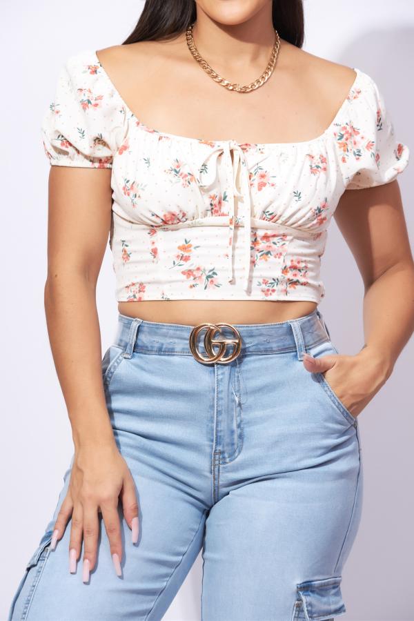 BLUSA BLANCA FLORES MINE LARGE