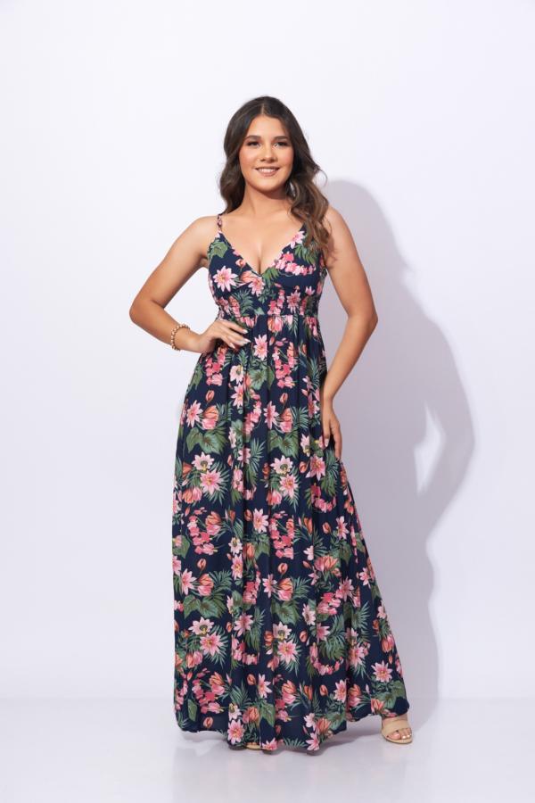 VESTIDO AZUL FLORES AMBIANCE MEDIUM