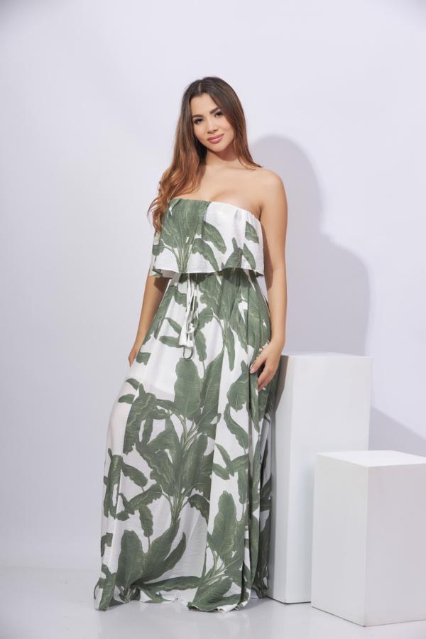 VESTIDO BLANCO FLORES VERDES BIGHIT SMALL