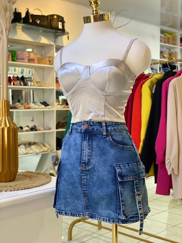 CROP TOP PLATEADO HAUTE MONDE MEDIUM