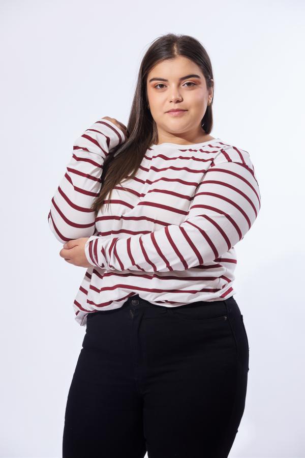 BLUSA BLANCA/ROJAS 1XLARGE