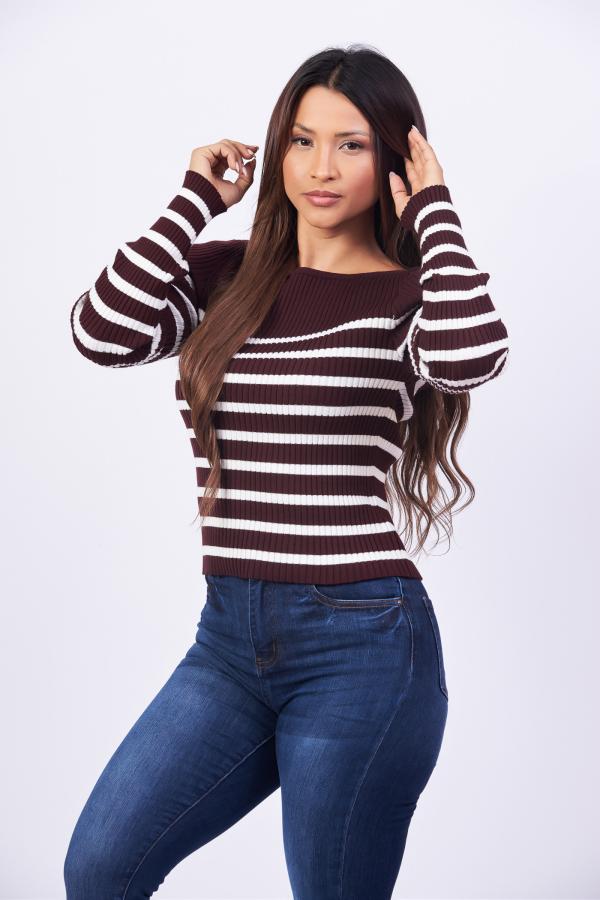 BLUSA MARRON/BLANCA ACTIVE MEDIUM