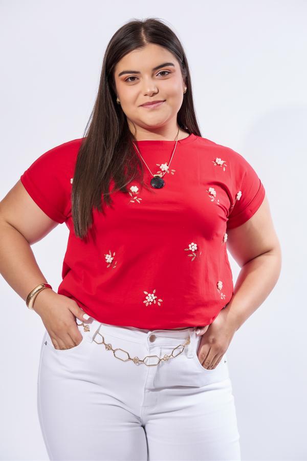 BLUSA ROJA FLORES TABA X LARGE