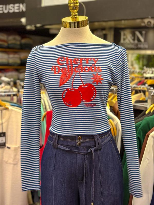 BLUSA AZUL/BLANCO  ACTIVE LARGE