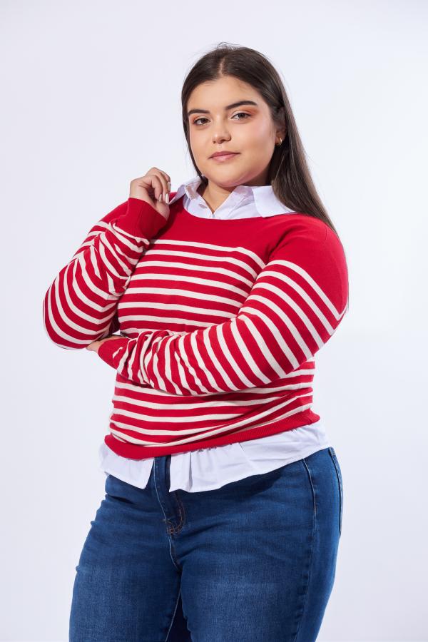 SUETER ROJA RAYAS ACTIVE X LARGE