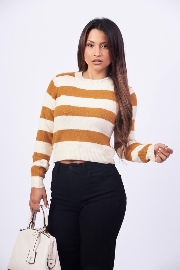 BLUSA BLANCA/BEIGE ACTIVE MEDIUM