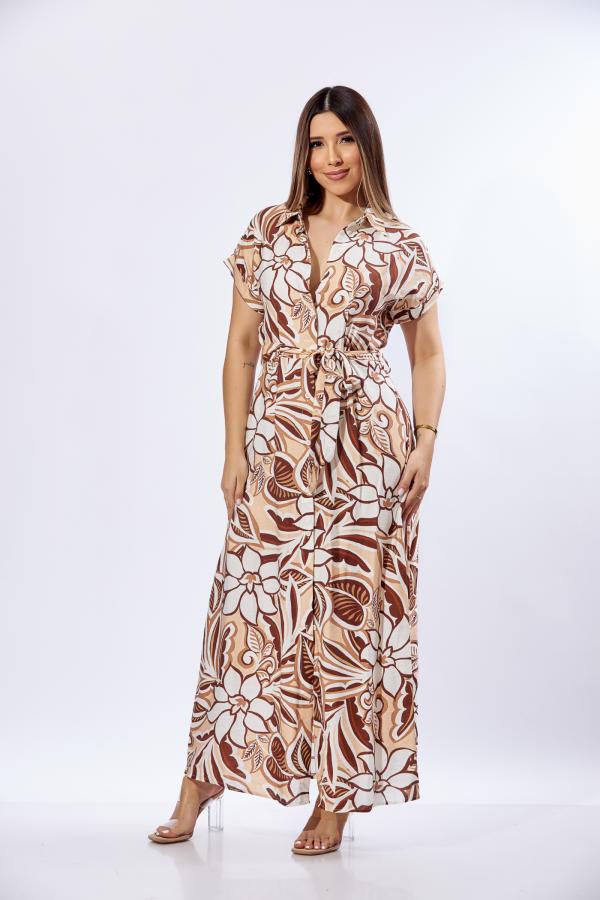 VESTIDO BEIGE/CAF&Eacute; ONLY4U LARGE