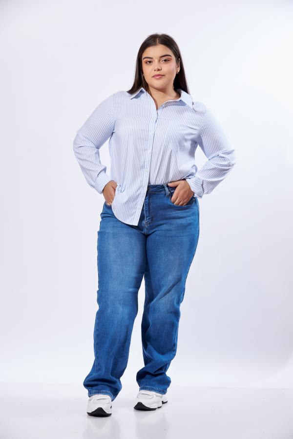 BLUSA CELESTE RAYAS RHINO XLARGE