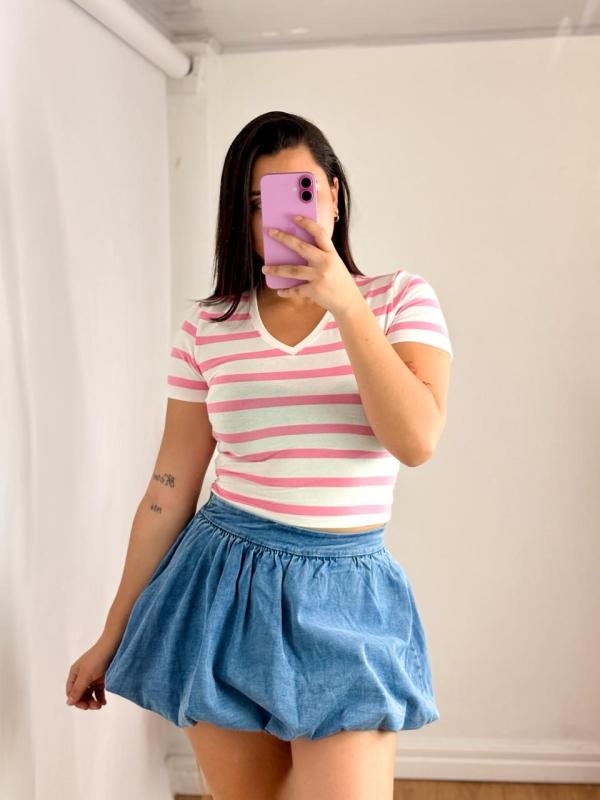 BLUSA BLANCA/ROSADO ACTIVE SMALL