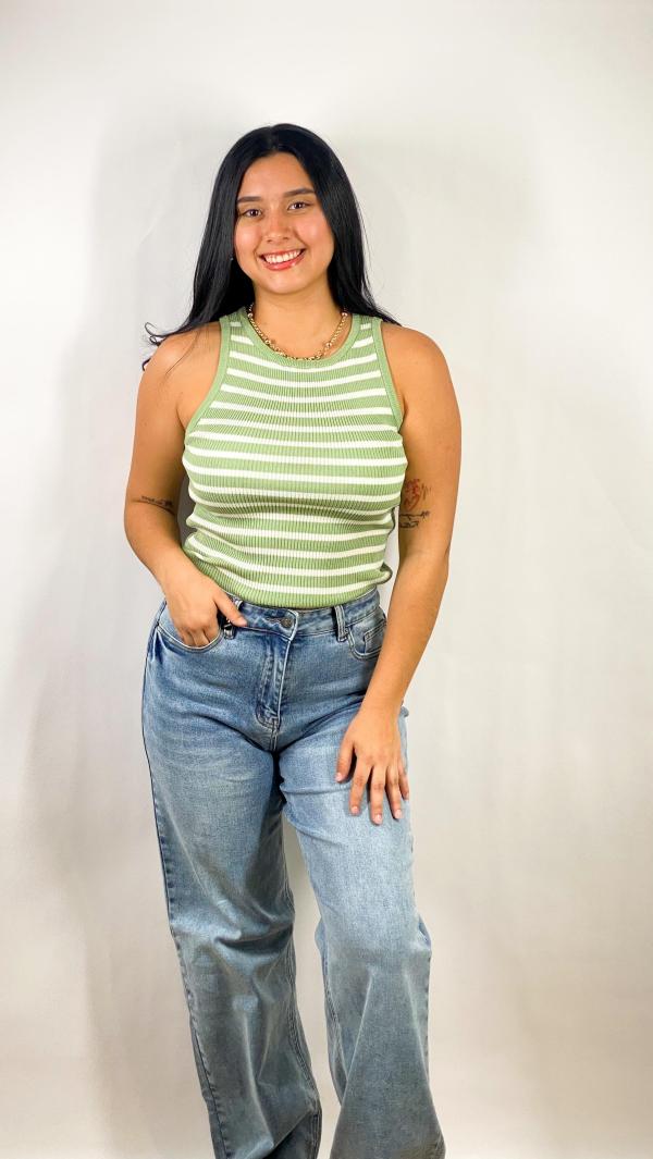 BLUSA RAYAS VERDE DOUBLE ZERO SMALL