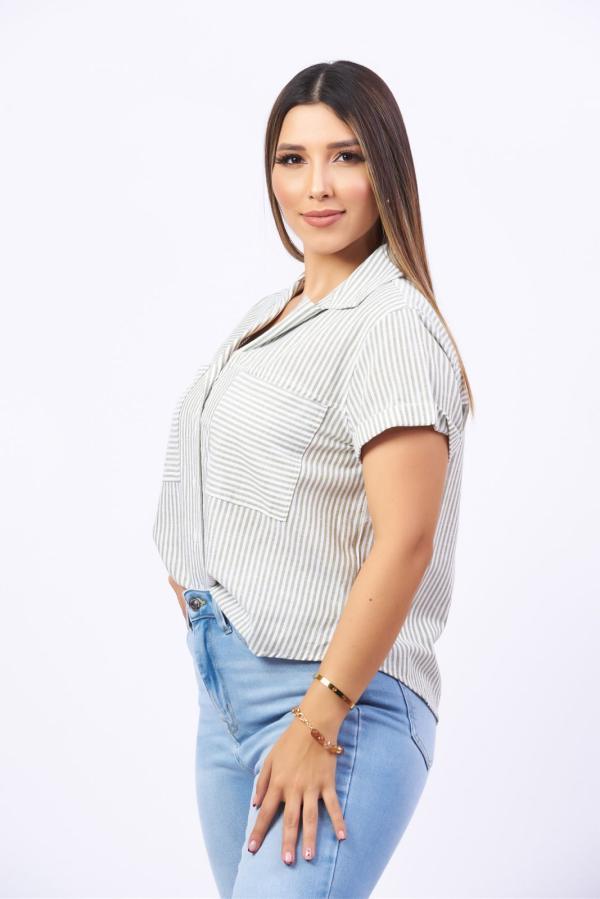 BLUSA RAYAS VERDES LOVE TREE LARGE