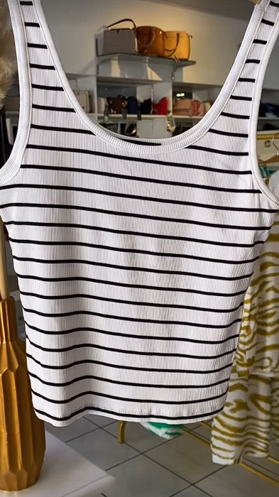 BLUSA BLANCA RAYAS AMBIANCE LARGE