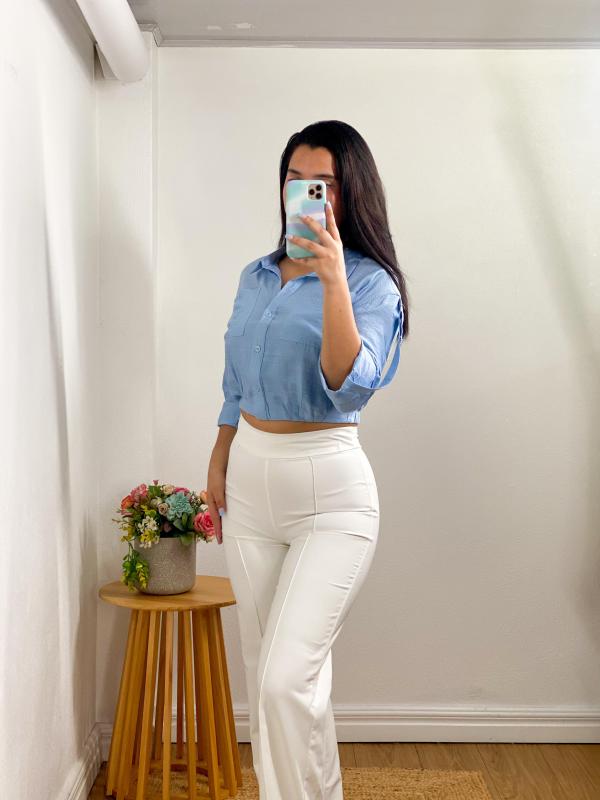 PANTALON VESTIR BLANCO LARGE
