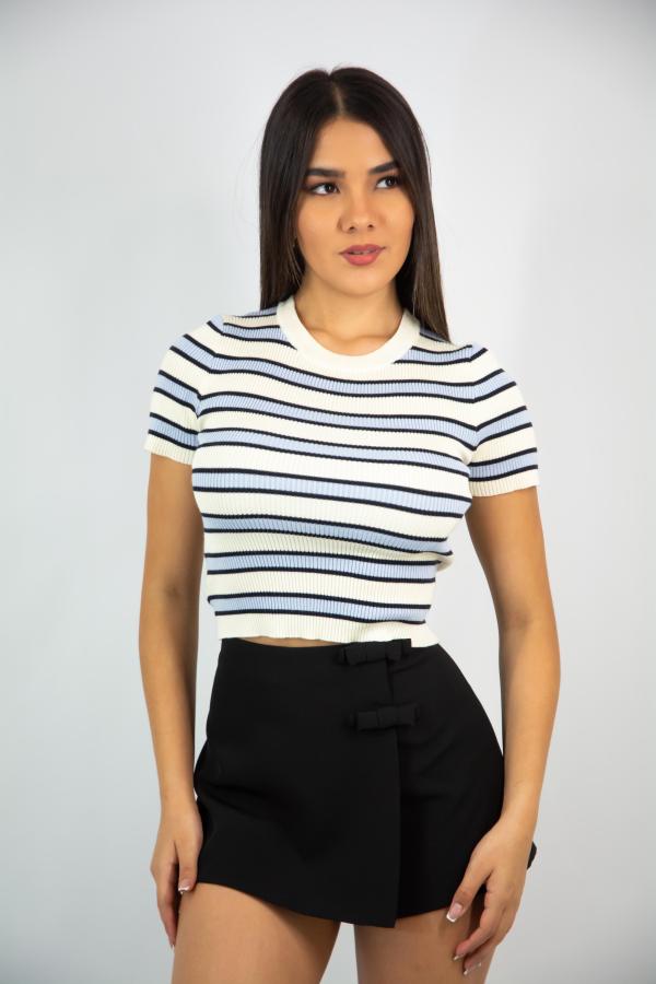 BLUSA RAYAS CELESTE/BLANCA ACTIVE LARGE