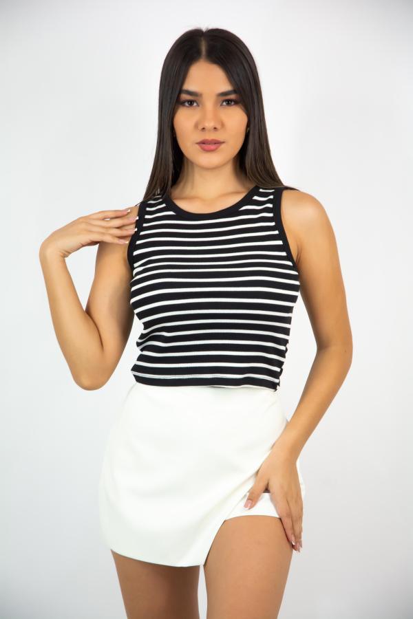 BLUSA BLANCA RAYAS NEGRAS ACTIVE MEDIUM