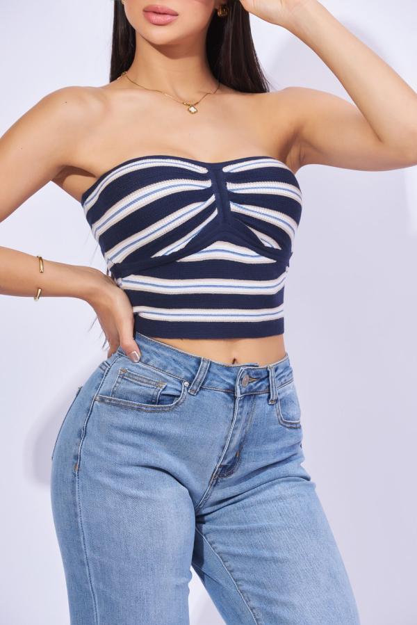 CROP TOP AZUL CON RAYAS MEDIUM