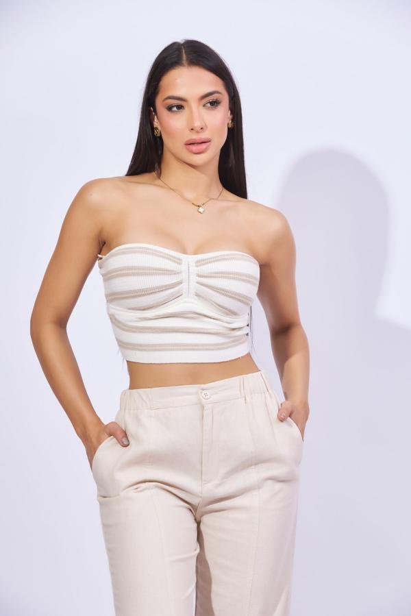 CROP TOP BLANCO CON RAYAS MEDIUM