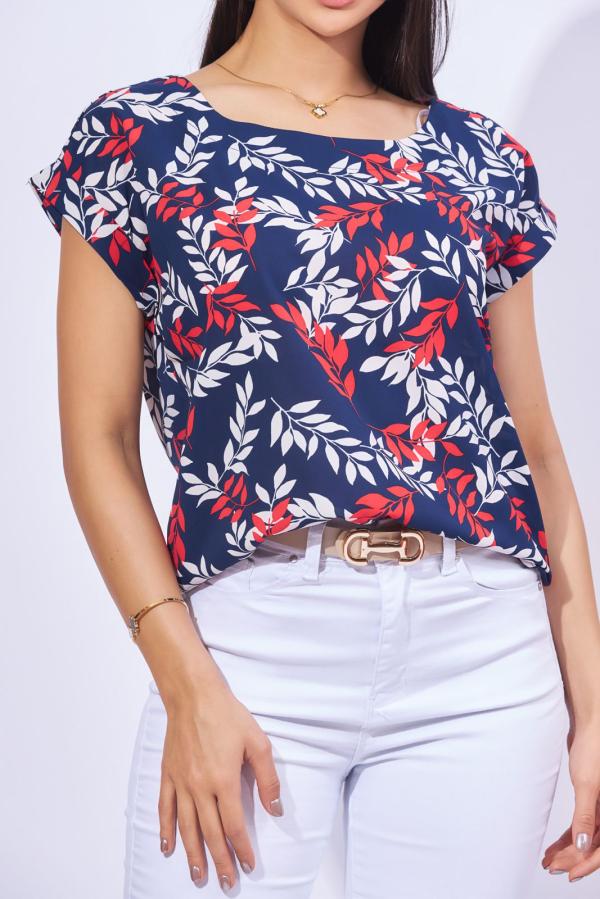 BLUSA AZUL CON HOJAS DNA X LARGE