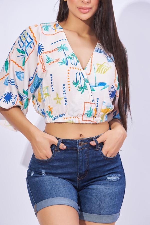 BLUSA BLANCA PALMERAS TIMING LARGE