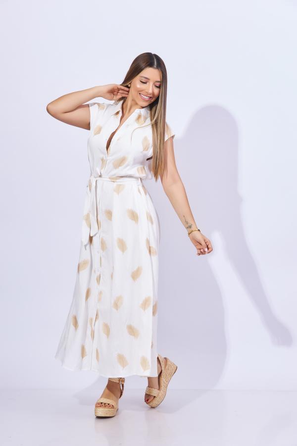 VESTIDO BLANCO/BEIGE ONLY4U SMALL
