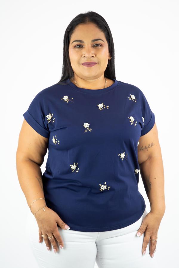 BLUSA AZUL FLORES TABA 2X LARGE