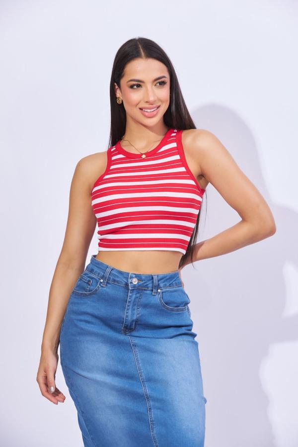 BLUSA ROJA RAYAS AMBIANCE MEDIUM