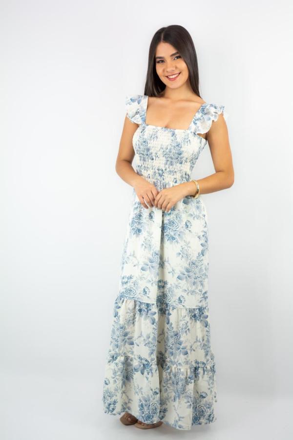 VESTIDO POPULAR BLANCO/AZUL LARGE