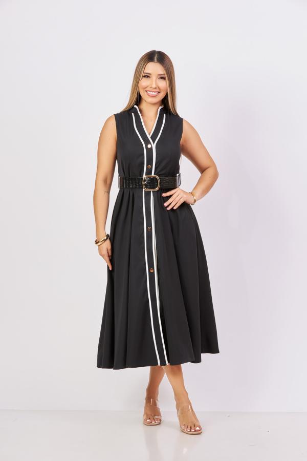 VESTIDO  NEGRO/BLANCO BIGHIT SMALL