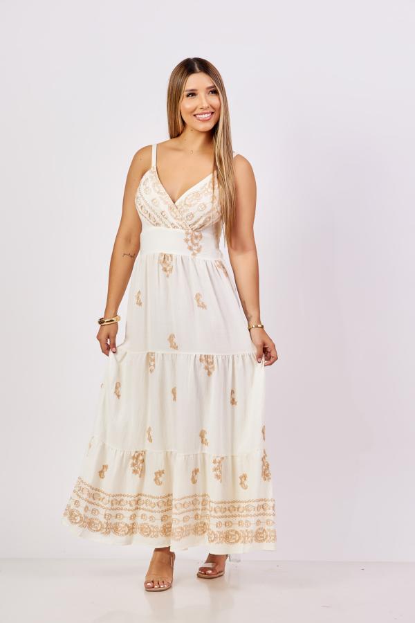 VESTIDO BEIGE/CAFE ONLY4U LARGE