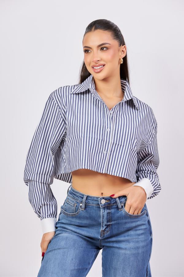 BLUSA BLANCA RAYAS AZUL SMALL
